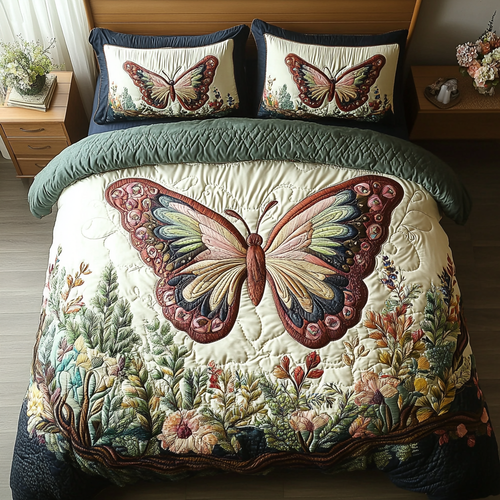 Mystic Butterfly 3-Piece Quilted Bedding Set NCU0VH5543