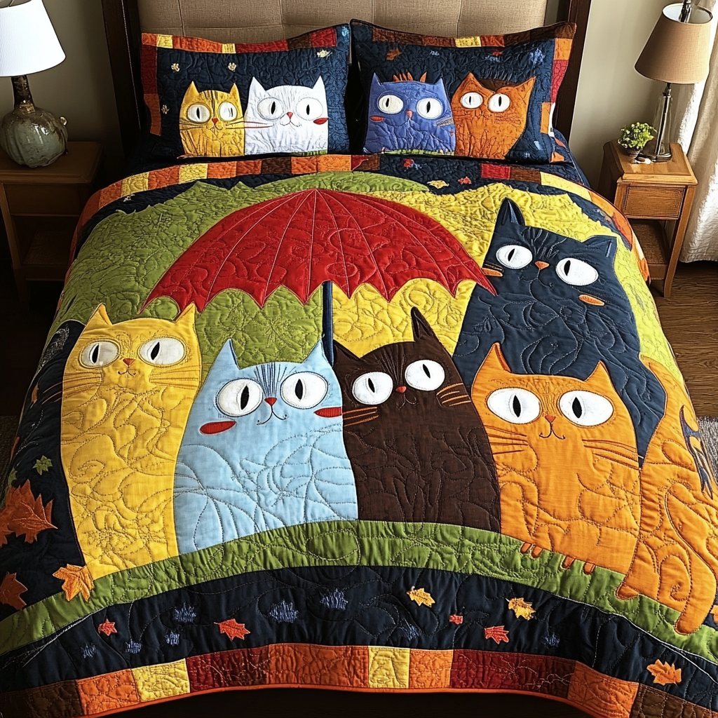 Mystic Cat 3-Piece Quilted Bedding Set NCU0DK7720