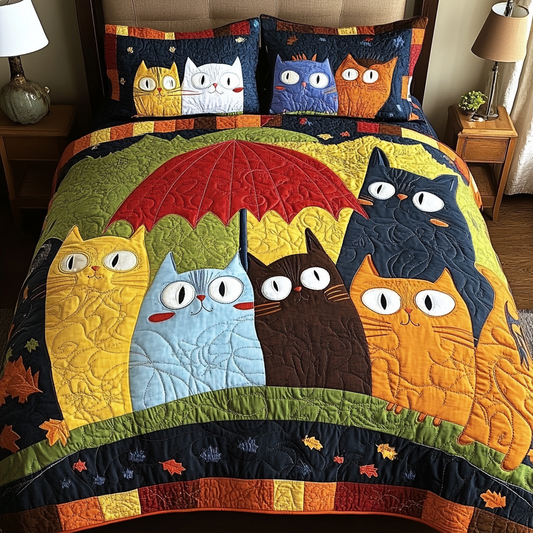 Mystic Cat 3-Piece Quilted Bedding Set NCU0DK7720