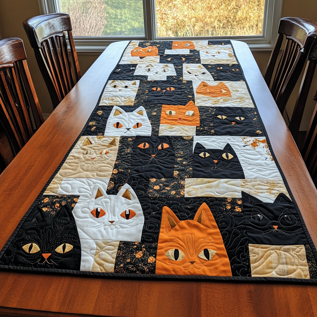 Mystic Cat Quilted Table Runner NCU0DK9053