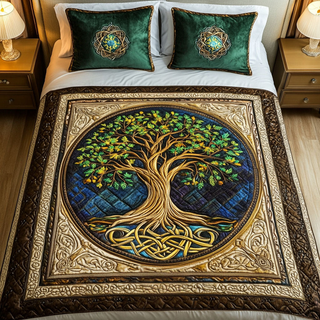 Mystic Circles 3-Piece Quilted Bedding Set NCU0NT2679