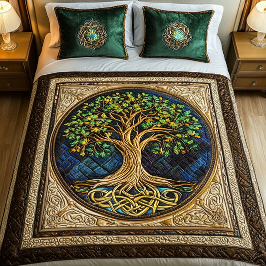 Mystic Circles 3-Piece Quilted Bedding Set NCU0NT2679