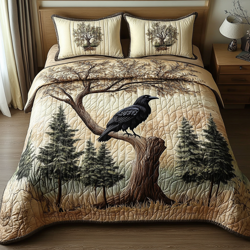Mystic Crow 3-Piece Quilted Bedding Set NCU0VH2056