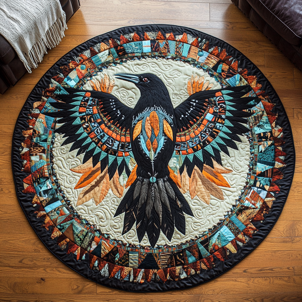 Mystic Crow Quilted Round Mat NCU0DK8415
