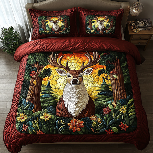 Mystic Deer 3-Piece Quilted Bedding Set NCU0DV3154