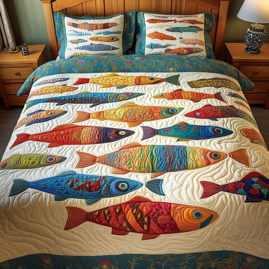 Mystic Depths 3-Piece Quilted Bedding Set NCU0VH1592