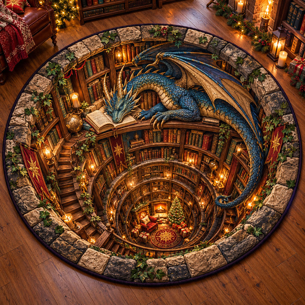 Mystic Dragon Book Vortex Quilted Round Mat NCU0PT12174