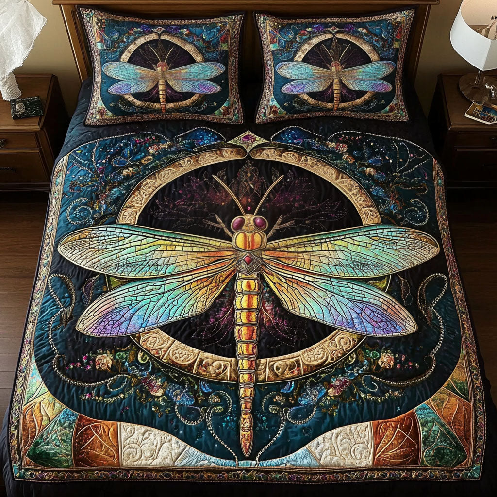 Mystic Dragonfly 3-Piece Quilted Bedding Set NCU0NT3495