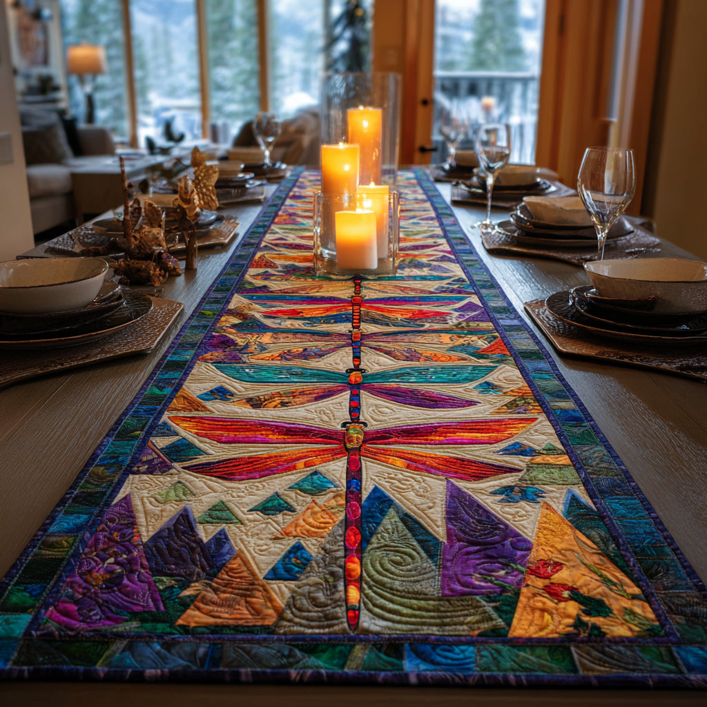 Mystic Dragonfly Bloom Quilted Table Runner NCU0DV8723