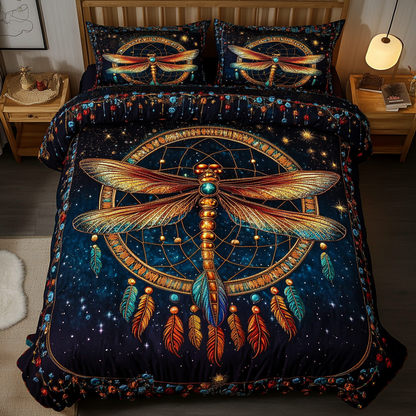 Mystic Dragonfly Night 3-Piece Quilted Bedding Set NCU0VL1228