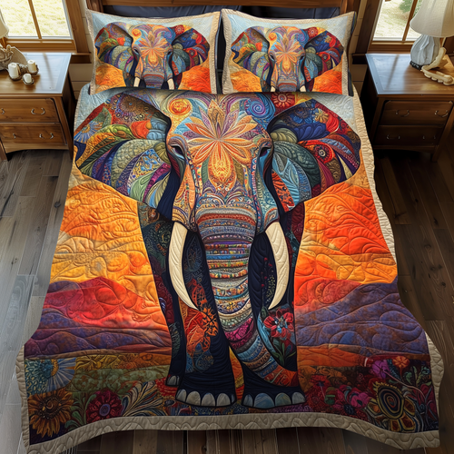 Mystic Elephant 3-Piece Quilted Bedding Set NCU0DK927