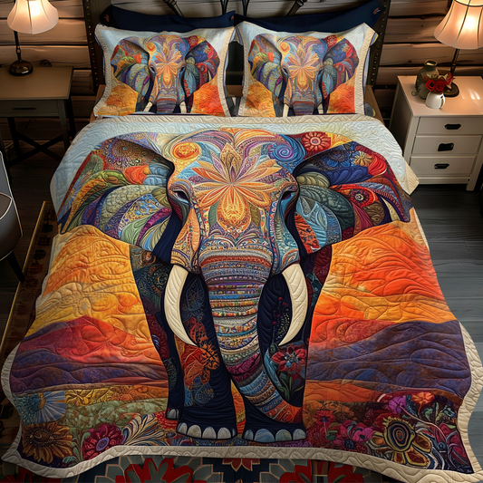 Mystic Elephant 3-Piece Quilted Bedding Set NCU0DK927