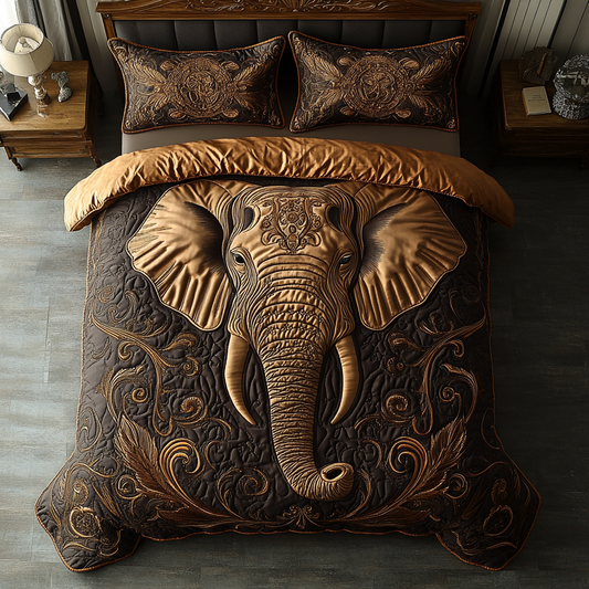 Mystic Elephant 3-Piece Quilted Bedding Set NCU0DV5960