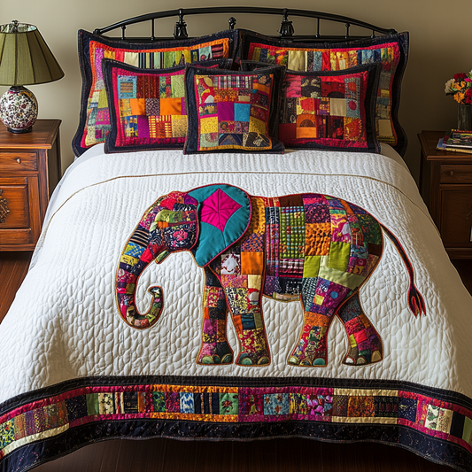Mystic Elephant 3-Piece Quilted Bedding Set NCU0VH3635