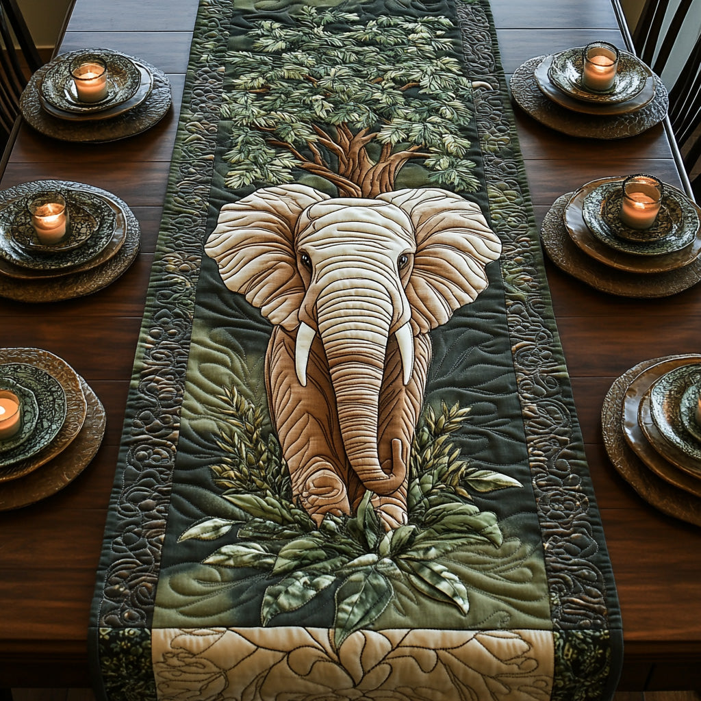 Mystic Elephant Quilted Table Runner NCU0DV6459