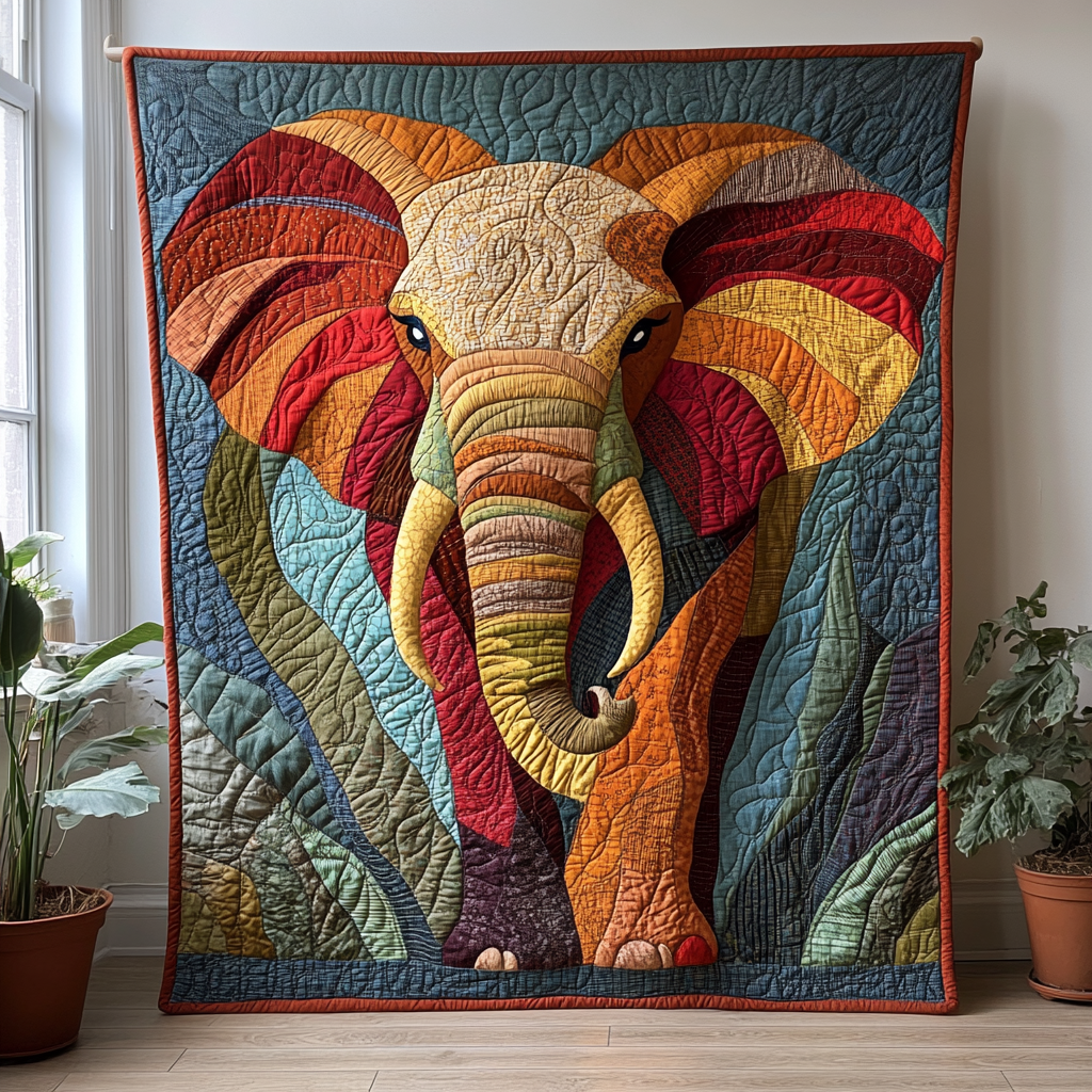 Mystic Elephants Quilted Blanket NCU0DV3340