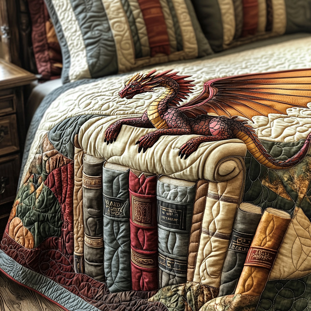 Mystic Ember Dragon 3-Piece Quilted Bedding Set NCU0DV8694