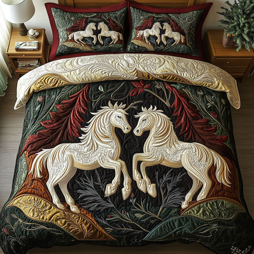 Mystic Equine 3-Piece Quilted Bedding Set NCU0VH2918