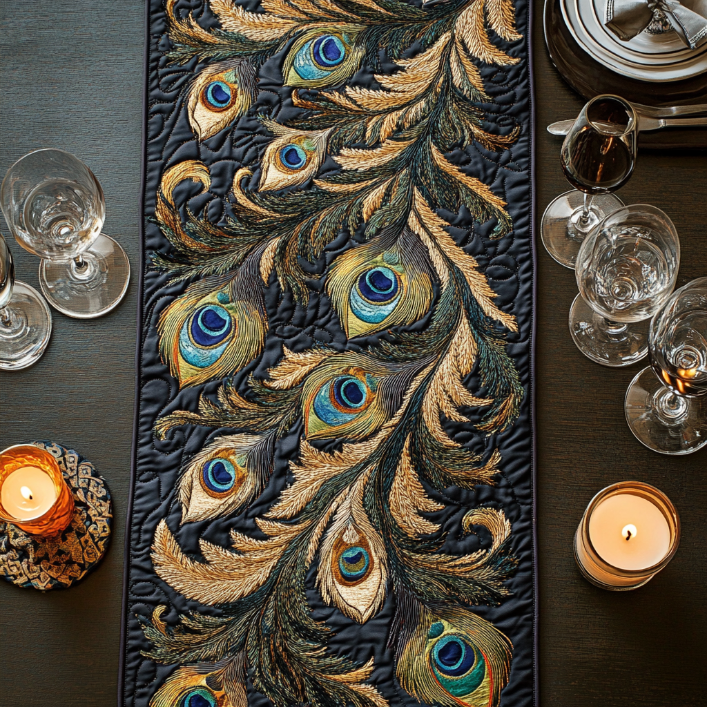 Mystic Feather Quilted Table Runner NCU0VH5520