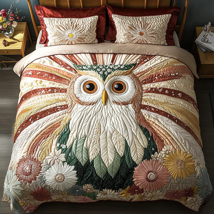 Mystic Feathers 3-Piece Quilted Bedding Set NCU0DK3620