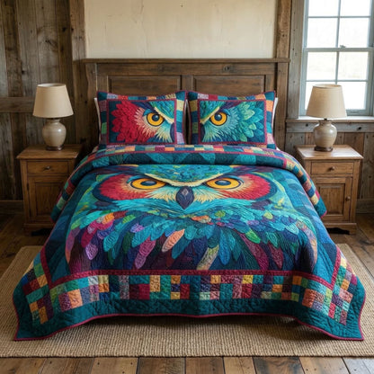 Mystic Feathers 3-Piece Quilted Bedding Set NCU0NT12540