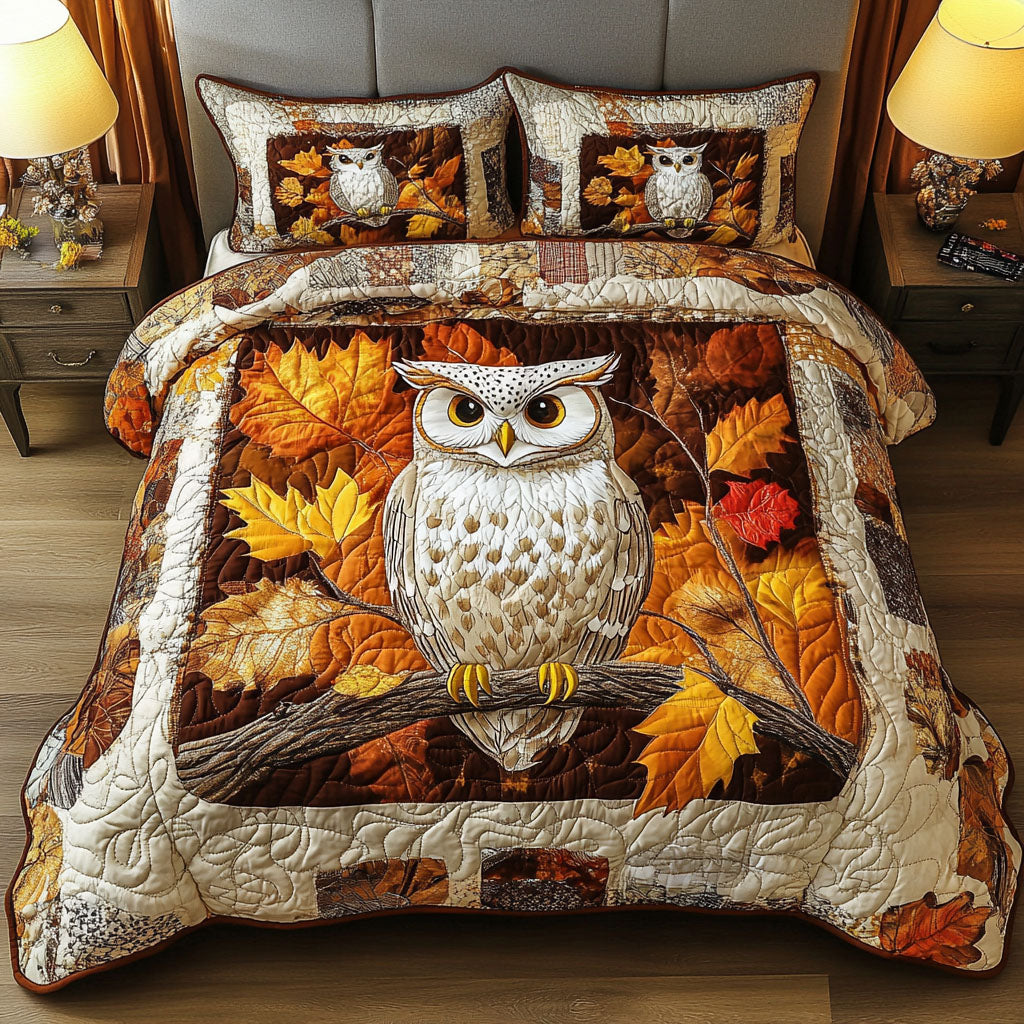 Mystic Feathers 3-Piece Quilted Bedding Set NCU0NT2544
