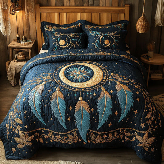 Mystic Feathers 3-Piece Quilted Bedding Set NCU0PT3497