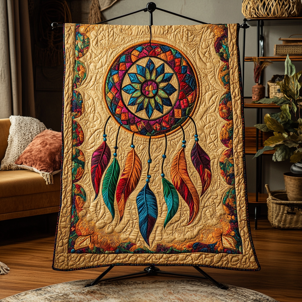 Mystic Feathers Quilted Blanket NCU0VH2740