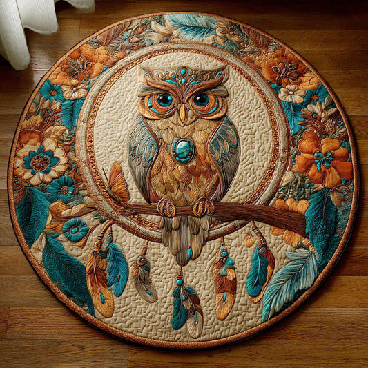 Mystic Feathers Quilted Round Mat NCU0TD379