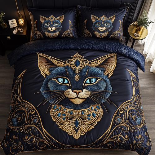 Mystic Feline 3-Piece Quilted Bedding Set NCU0DK3701