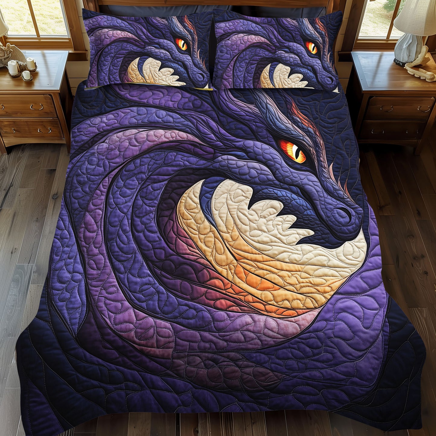 Mystic Flame 3-Piece Quilted Bedding Set NCU0DK753