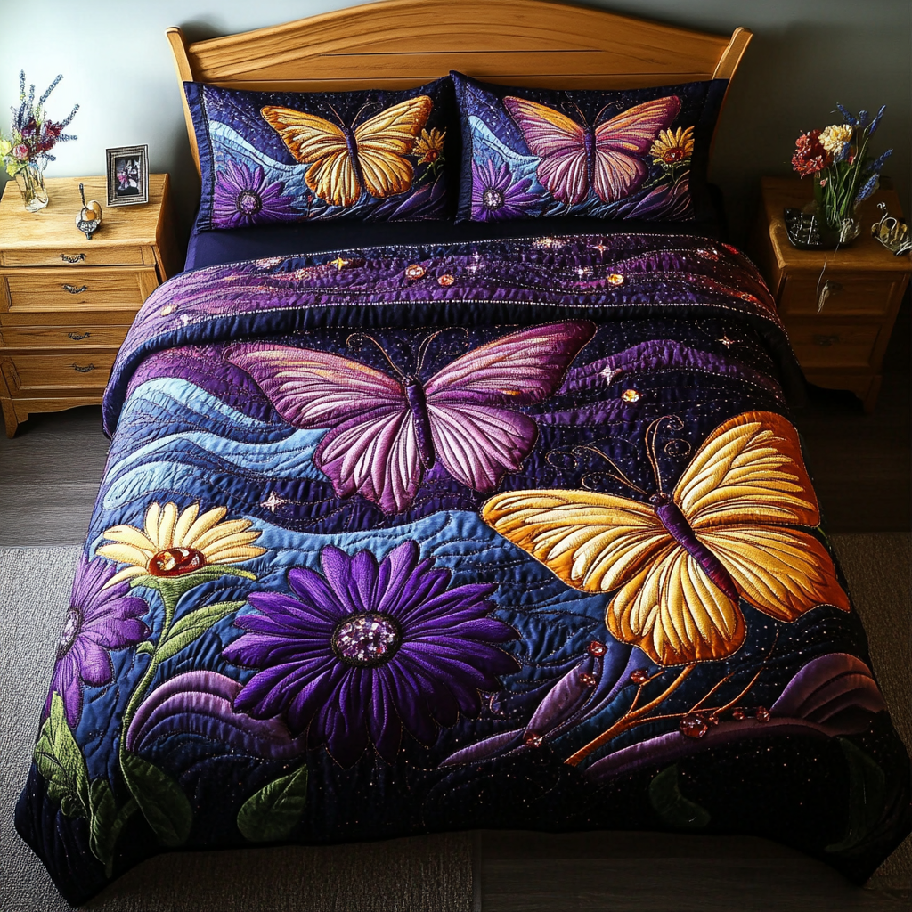 Mystic Flutter 3-Piece Quilted Bedding Set NCU0DK5589