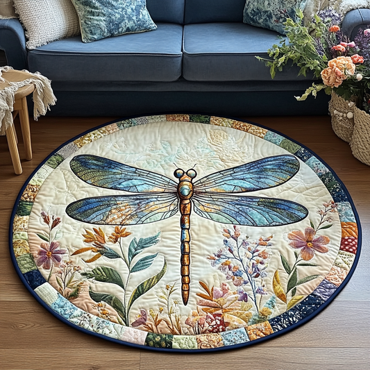 Mystic Garden Dragonfly Quilted Round Mat NCU0VL1335