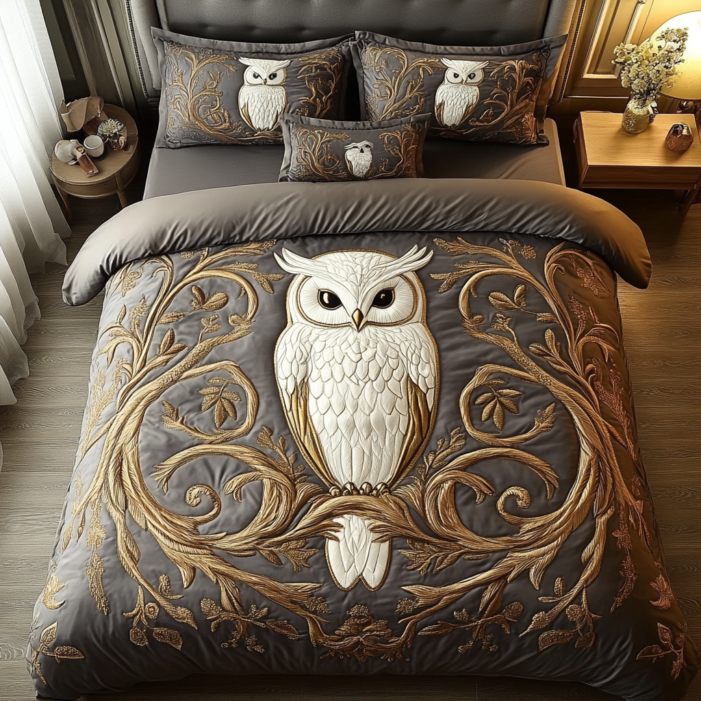 Mystic Hoot 3-Piece Quilted Bedding Set NCU0DK3465