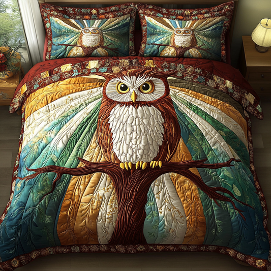 Mystic Hoot 3-Piece Quilted Bedding Set NCU0DK4557