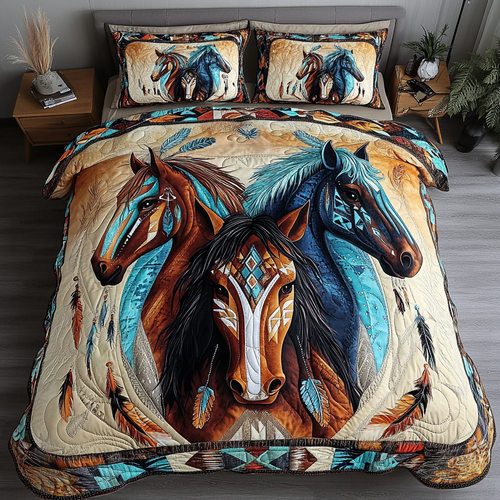 Mystic Horse 3-Piece Quilted Bedding Set NCU0DK10817