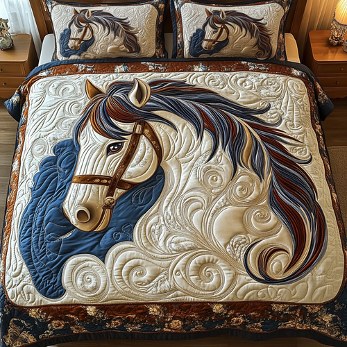 Mystic Horse 3-Piece Quilted Bedding Set NCU0DK9104