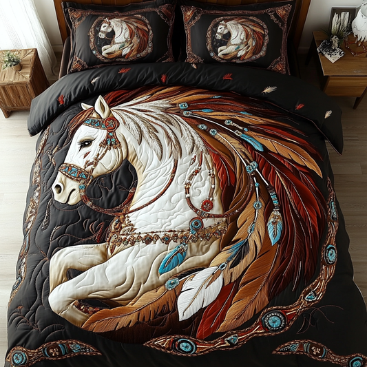 Mystic Horse 3-Piece Quilted Bedding Set NCU0DK9214