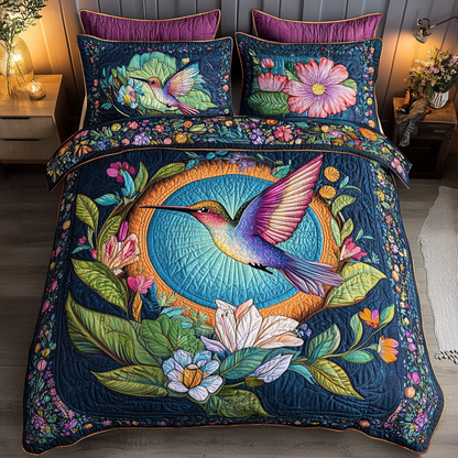 Mystic Hummingbird 3-Piece Quilted Bedding Set NCU0DK7388