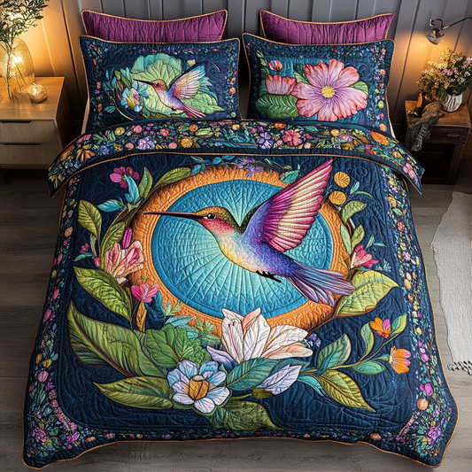 Mystic Hummingbird 3-Piece Quilted Bedding Set NCU0DK7388