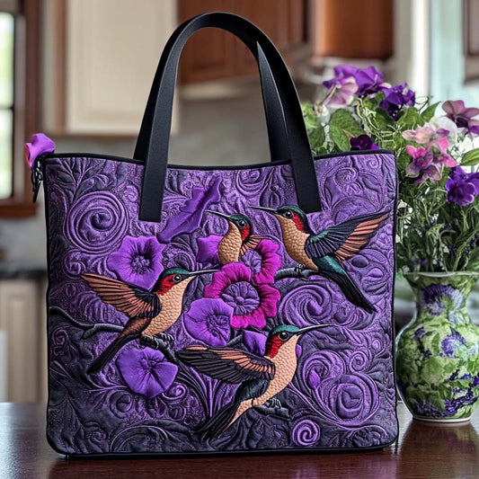Mystic Hummingbird Glow Quilted Tote Bag NCU0NT8485