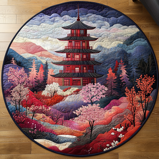 Mystic Japanese Pagoda Quilted Round Mat NCU0DV5569