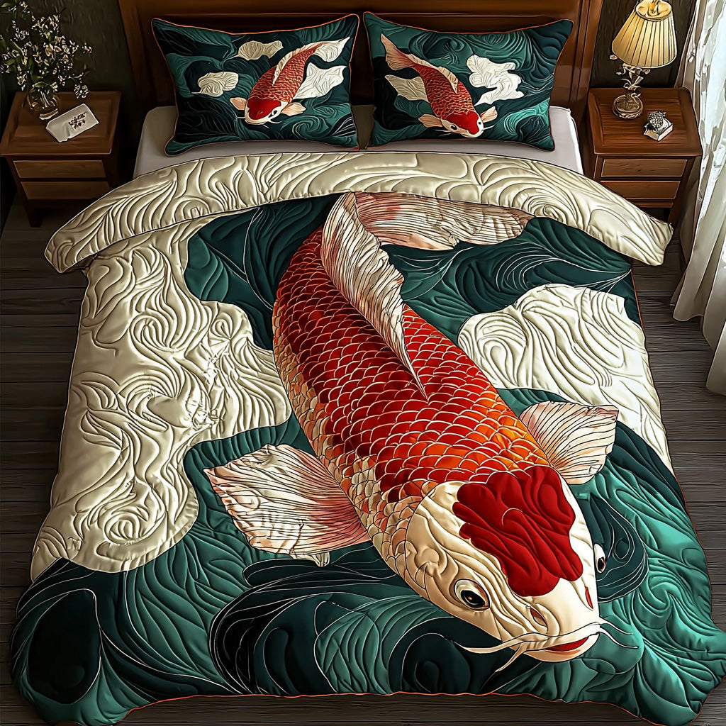 Mystic Koi 3-Piece Quilted Bedding Set NCU0DV6901