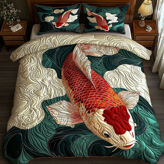 Mystic Koi 3-Piece Quilted Bedding Set NCU0DV6901