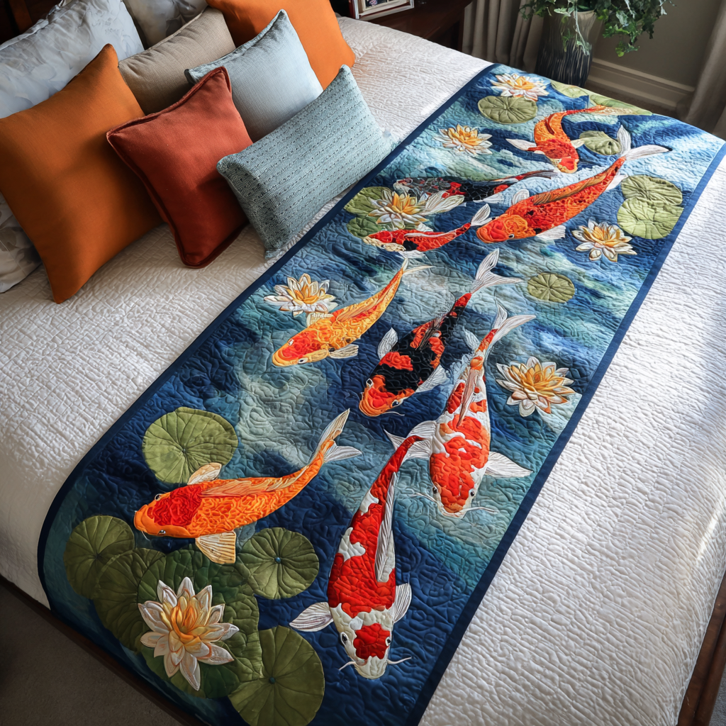 Mystic Koi Quilted Bed Runner NCU0DK9963