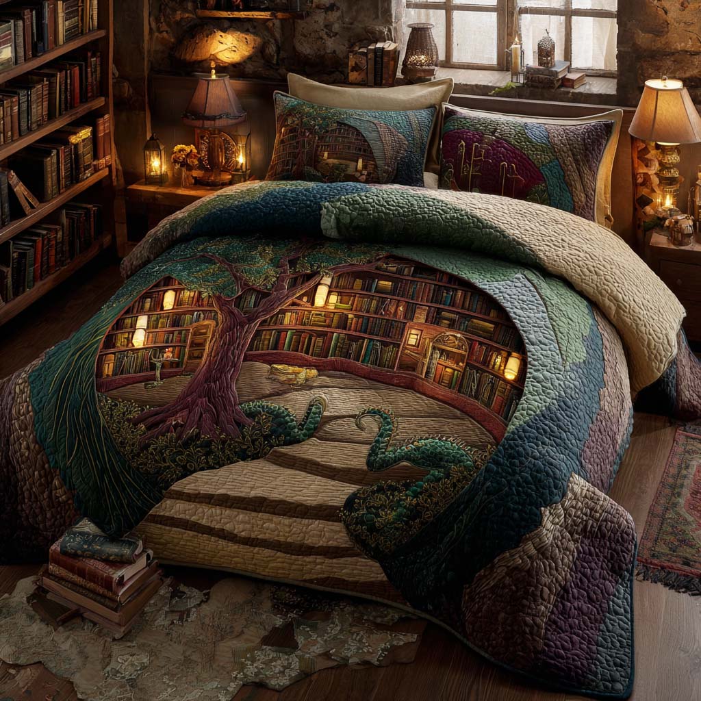 Mystic Library Den 3-Piece Quilted Bedding Set NCU0XD1901