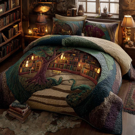 Mystic Library Den 3-Piece Quilted Bedding Set NCU0XD1901