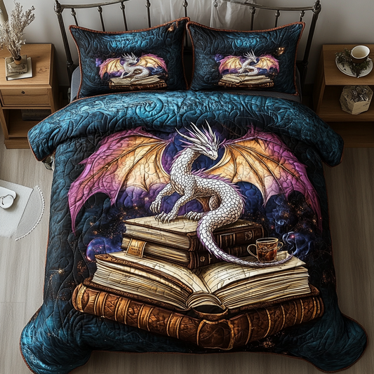 Mystic Library Dragon 3-Piece Quilted Bedding Set NCU0VL1173