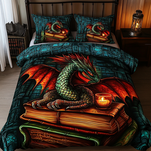 Mystic Library Dragon 3-Piece Quilted Bedding Set NCU0VL1289