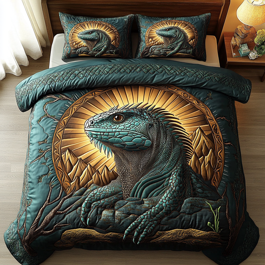 Mystic Lizard 3-Piece Quilted Bedding Set NCU0DK4675